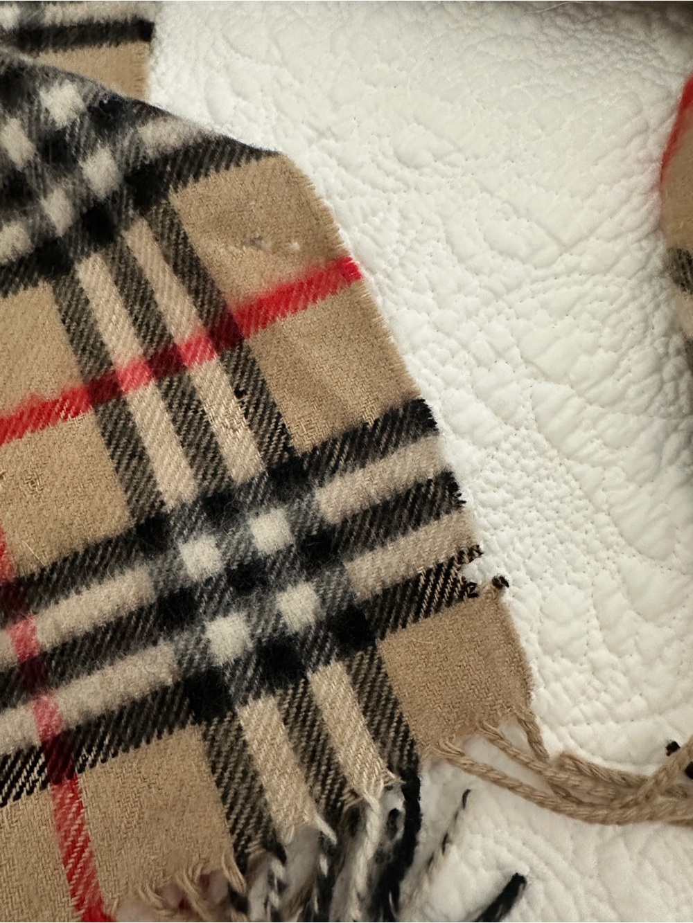 Burberry Nova Tan Plaid Cashmere Scarf 8”x50” - Picture 9 of 12